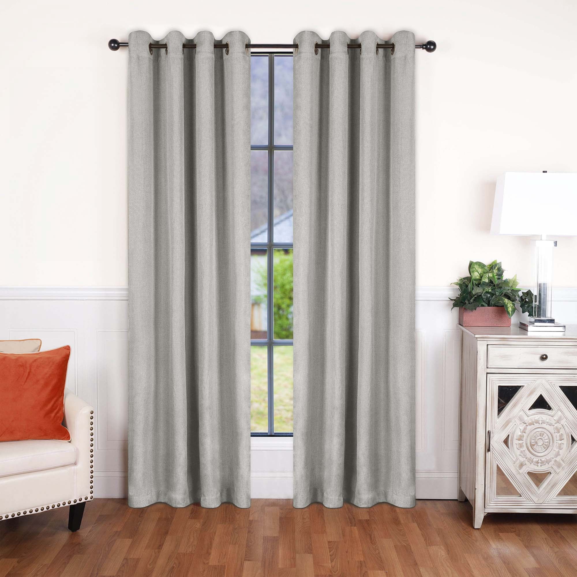 Superior Linen Blackout Curtains Set of 2, Grommet Header Curtain Panel Pair, Marshmellow, 52"W x 96"L