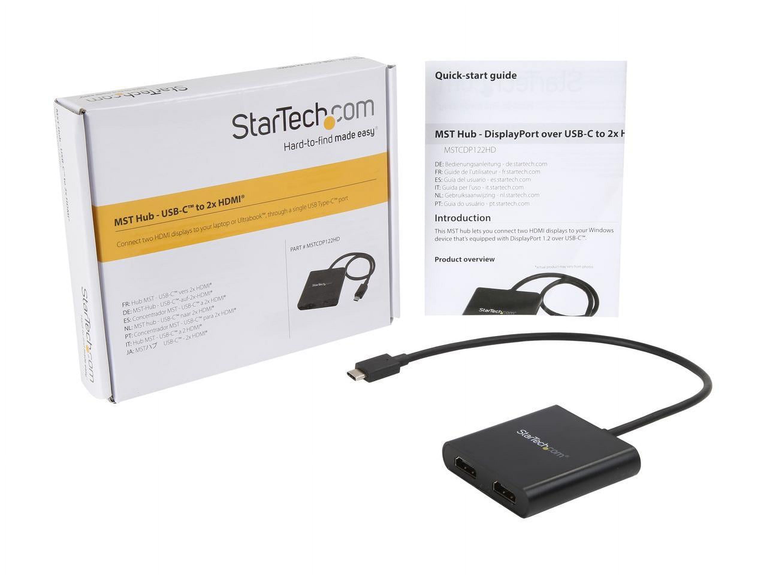 StarTech.com MSTCDP122HD 2-Port USB-C to HDMI MST Hub - 4K 30Hz - Dual Monitor Video Splitter - Windows and Thunderbolt 3 Compatible (MSTCDP122HD) - image 3 of 3