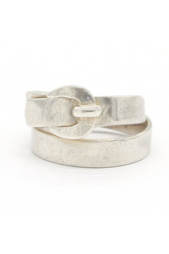 Pre-Owned Hermes Double True Ring, Sterling Silver 925, Size 52, Vintage, Women's Ring