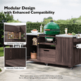 thumbnail image 5 of DTTRA 66.5" Solid Wood Grill Cart for Kamado & Big Green Egg, Stainless Steel Top, Dark Brown, 5 of 9
