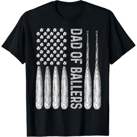 Mens Dad of Ballers Dad of Baseball and Softball Player USA Flag T-Shirt mens t shirt,black,women,funny,misfits,men,journey
