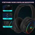 thumbnail image 2 of HUO JI 2.4G/Bluetooth Wireless Gaming Headset with Noise Cancelling Microphone, RGB Light, USB-C/USB-A/3.5mm Wired, Stereo Sound, Adjust Headband, Portable Foldable for PC,PS5, PS4, Xbox Series, Black, 2 of 9