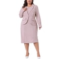 thumbnail image 2 of Conjuntos de trajes de talla grande Agnes Orinda para mujeres, dos piezas, blazers, chaqueta y vestido sin mangas, conjuntos de trajes de negocios informales 1X rosa, 2 of 6