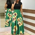 thumbnail image 2 of 〖wojer Thinsony Robe d'Été pour Femmes à Manches Courtes, Imprimé Tournesol, Robe Soleil Décontractée Évasée, Robe Maxi, 2 of 6