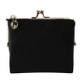 thumbnail image 2 of Women's Short Wallet Bifold Retro Multifunction Coin Purse with Zip and Kiss Lock Black, 2 of 7