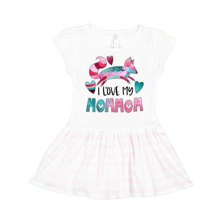 

Inktastic I Love My MomMom Pink and Blue Fox with Hearts Gift Toddler Girl Dress