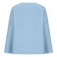 thumbnail image 4 of Blouse Classique Ample pour Femmes Col Rond Boutons Manches Longues Polyester (Bleu Ciel, TTG), 4 of 6