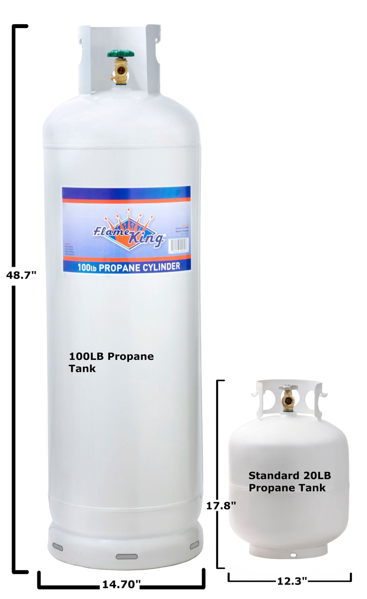 Flame King 100LB Empty Steel Propane Tank, Propane Cylinder with POL Valve and Collar, Universal, White