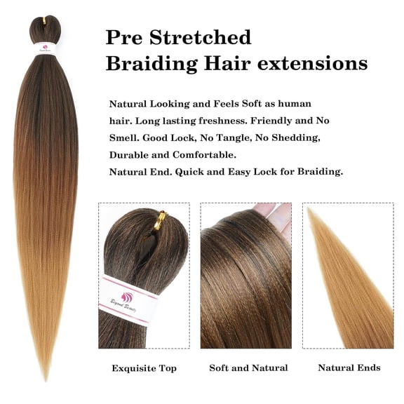 WEIF-Braiding Hair pre stretched, Braids Synthetic Fiber Ombre Yaki Texture, Natural Easy Twist Braids Crochet Hair Hot Water Setting hair extensions