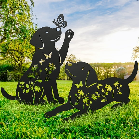 LANNEY Dog Metal Decorative Garden Stakes Silhouette Yard & Patio Decor, Outdoor Lawn Ornaments, Gifts for Lovers