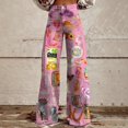 thumbnail image 1 of Ladies' Printed Fashionable Casual Button Pocket Wide Leg Pants, 1 of 3