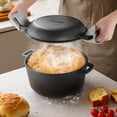 thumbnail image 3 of 5 Qt Cast Iron Dutch Oven, 2-in-1 Pre-Seasoned Double Pot with Lid, Bread Baking Dutch Oven Set with Accessories, Oven Safe up to 500°F, 3 of 12