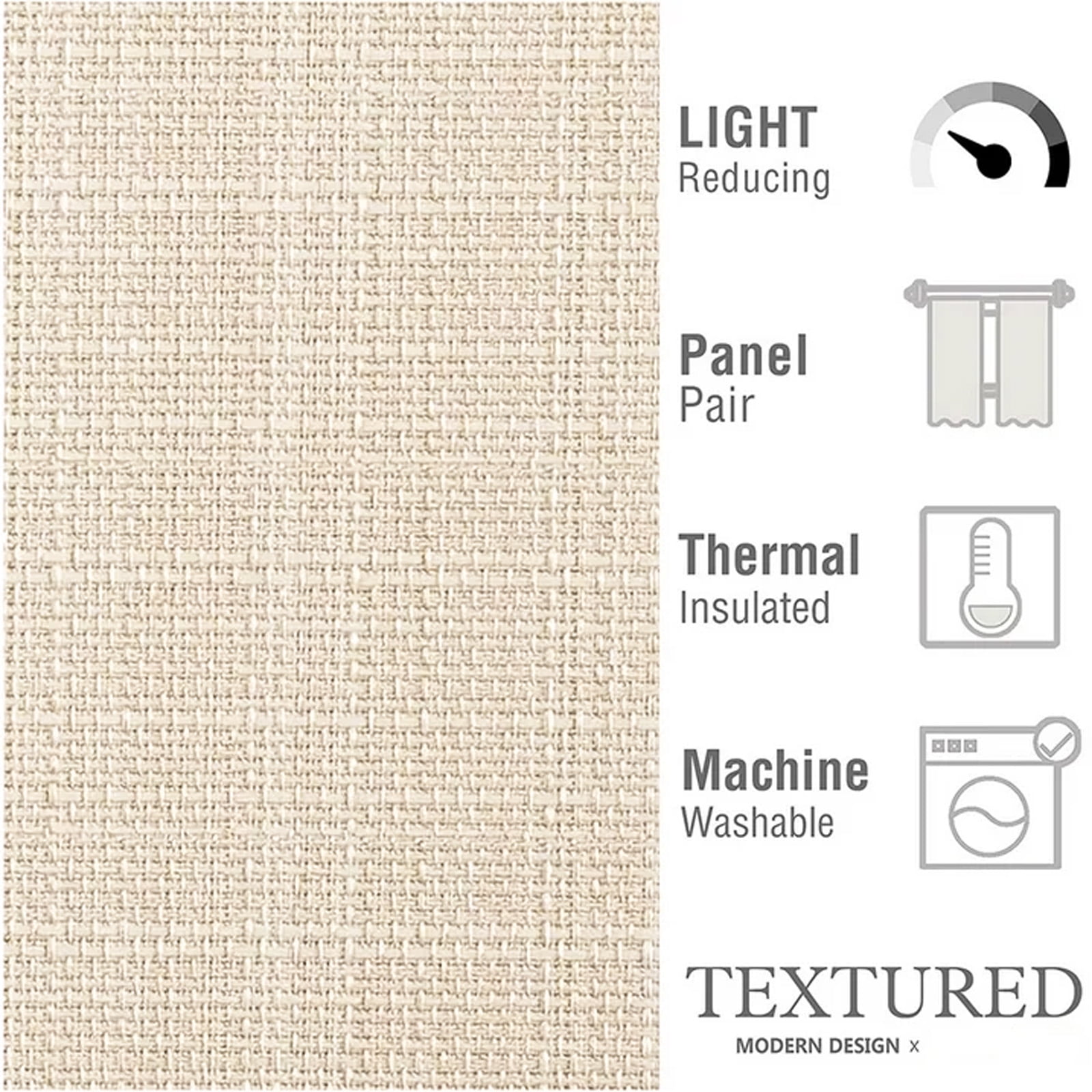 Curtainking Linen Textured Curtains 96 inch Beige Bedroom Living Room Window Curtain Set Light Filtering Drapes Grommet Top 2 Panels