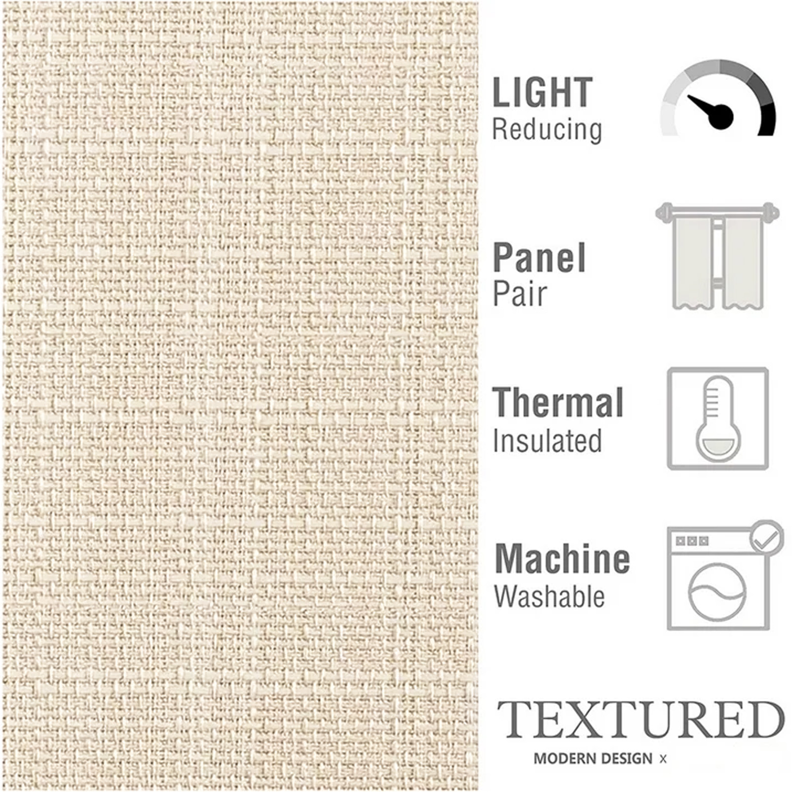 CURTAINKING Linen Textured Curtains 84 inches Beige Bedroom Living Room Window Curtain Set Light Filtering Drapes Grommet Top 2 Panels - image 5 of 8