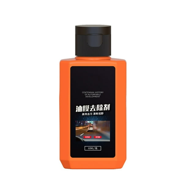 Limpiador removedor de película de aceite para vidrio de automóvil - 60 ml. Fórmula potente para limpiar parabrisas. Elimina manchas difíciles y película de aceite. Seguro para superficies de vidrio.