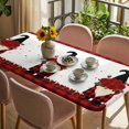 thumbnail image 3 of Red Valentine's Day Table Cloths for 5 Foot Rectangle Tables, Roses Gnomes Love Heart Plaid Patio Waterproof Elastic Fitted Tablecloths, Washable Rectangular Table Cover for Camping, 3 of 8