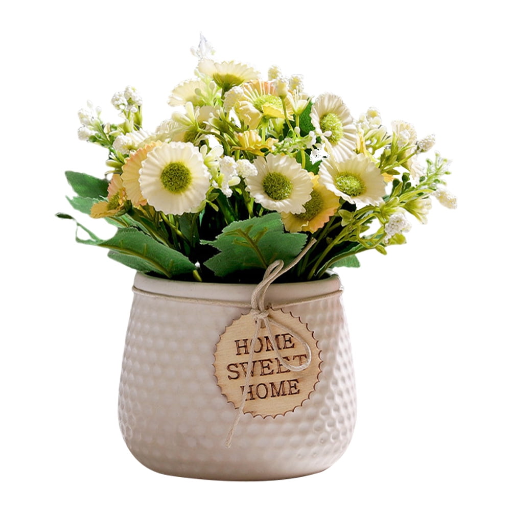 NUOLUX Flower Artificial Flowers Pot Potted Daisies Daisy Ceramic