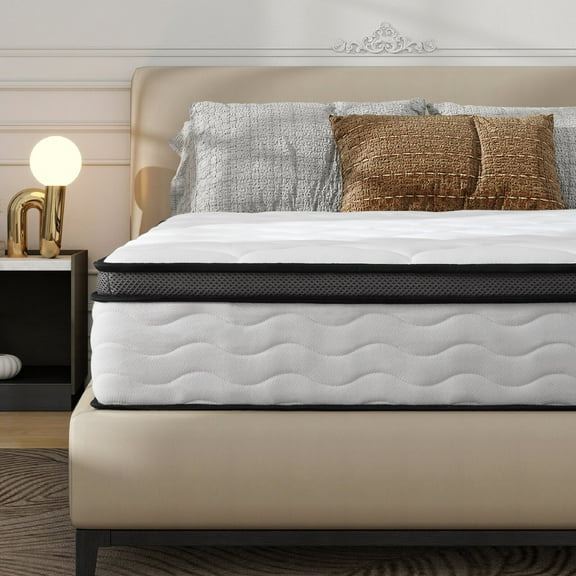 Queen Size Mattress, 10 Inch Full Hybrid Mattress in a Box, Individually Wrapped Pocket Coils Innerspring Mattress, Medium Firm, Pressure Relief & Breathable Comfort