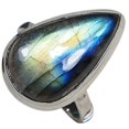 thumbnail image 1 of Labradorite Ring Oval Shape Rainbow Gemstone 925 Sterling Silver Boho Look US Size 7.75, 1 of 2