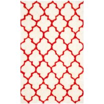 SAFAVIEH Barcelona Shag Mira Geometric Area Rug, Ivory/Rust, 4' x 6'