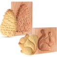 thumbnail image 3 of Retrok 2pcs Squirrel Pinecone Wooden Cookie Molds for Baking Kitchen Biscuit Cutter Set 3D Carved Gingerbread Cookie Stamps DIY Shapes Biscuit Press Stamp Molds for Party Baking Tool, 3 of 13