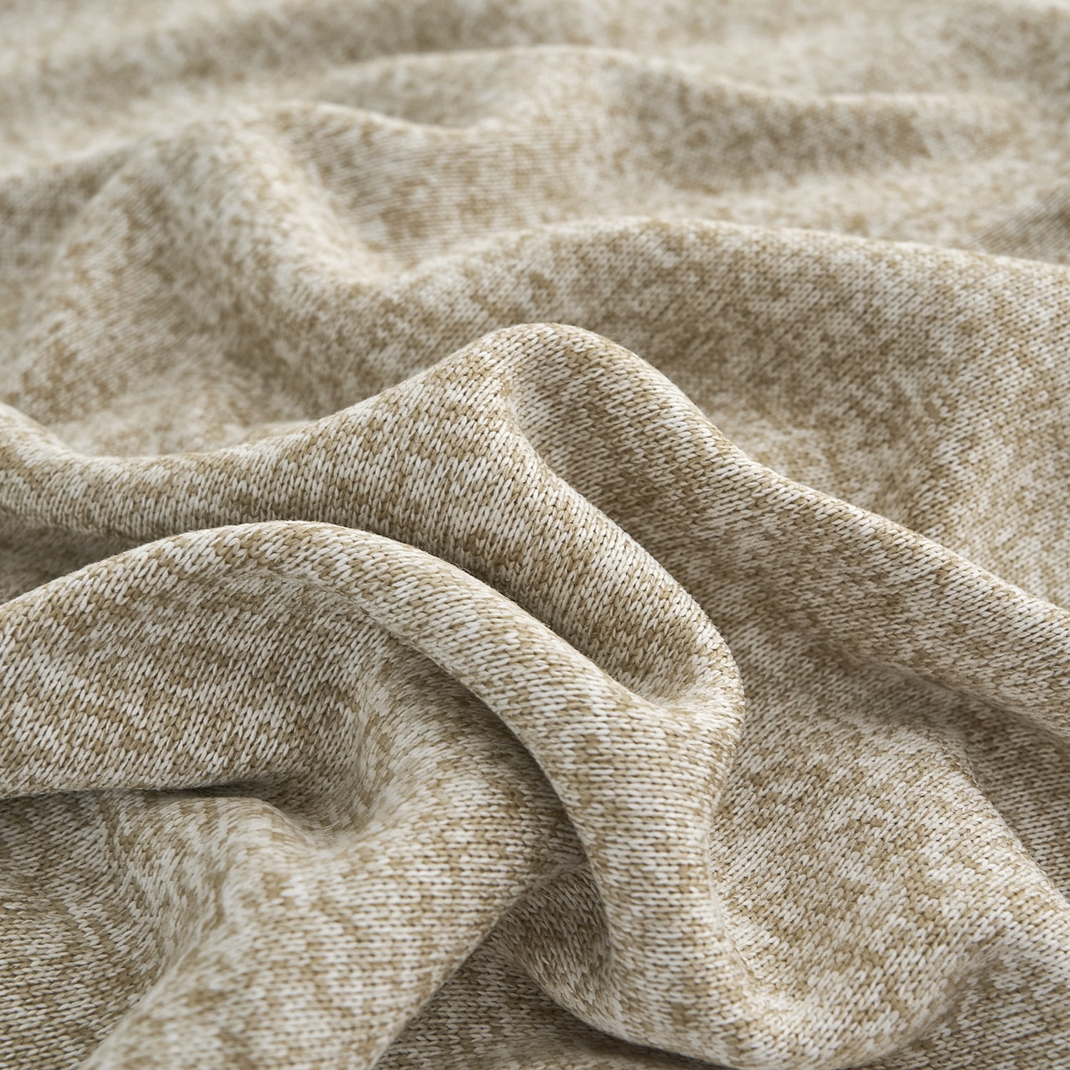 JML Knit Blanket King Size with 2 Shams Lightweight Fuzzy Jersey Blanket, 90"X108", Camel