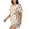 thumbnail image 2 of Daiia Kawaii Shiba Dog Pattern Womens Pajama Sets Short Sleeve Pajamas for Women Sets Soft Lounge Sets Casual Round Neck Sleepwear PJS-Medium, 2 of 7