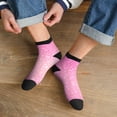 thumbnail image 3 of Rateoe Breast Cancer Pink Ribbons Awareness Pattern Quarter Crew Socks,Toe Seamed Ankle Socks,Cotton Cushioned Breathable Athletic Crew Sports Socks, 3 of 7