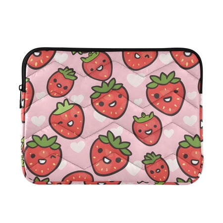 JIALIOU Laptop Sleeve Case with Zipper 13-13.3/15-16 Inch Compatible with MacBook HP Lenovo Dell ASUS Acer Cute Cartoon Strawberry