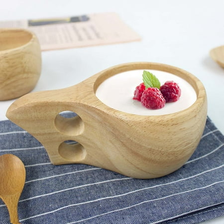 

200ML Wooden Coffee Cup Portable Outdoor Wood Drinking Mug with Handle for Bar Restaurant Cafe Hotel Home and Travel Use