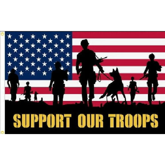 3X5 SUPPORT OUR TROOPS USA PATRIOTIC MILITARY SOLDIER FLAG BANNER GROMMETS 100D