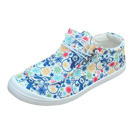 

Casual Shoes for Women Ladies Fashion Exquisite Christmas Print Lace Up Comfort Flat Casual Shoes Women Casual Shoes Canvas White 42