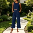 thumbnail image 6 of Enjoytime Two Piece Sets for Women Round Neck Tank Tops with Pants Matching Set Travel Casual Work Summer Plus Size Outfits, 6 of 8