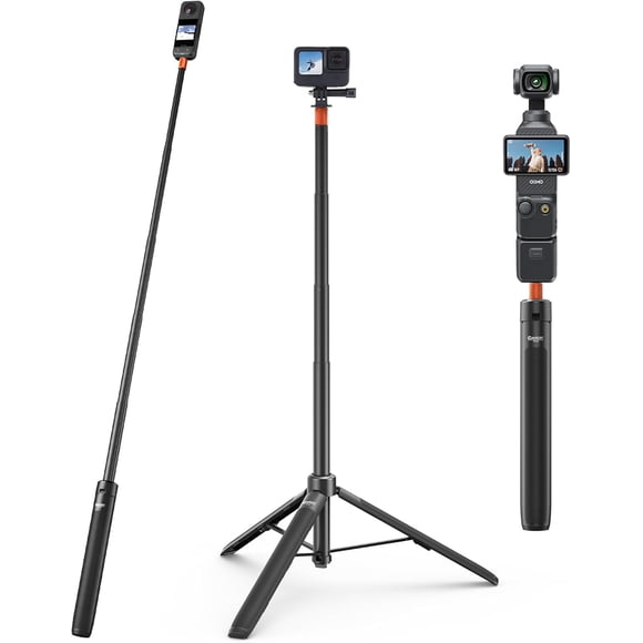 53.5" Extendable Selfie Stick Tripod Insta360 X5/X4/X3, DJI Osmo 360/Pocket 3, All Go Pro, Xtra Muse, Action Camera 2-in-1 Handle Grip w Extension Pole/Extended Monopod/Travel Vlog Stand/Accessory