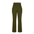 thumbnail image 6 of Miluxas Women's Yoga Pants Wide Leg Workout Leggings Flare Casual Pants with Pockets High Waist Hip Lifting and Tummy Control Army Green 10(XL), 6 of 7