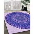 thumbnail image 3 of Ahgly Company Machine Washable Indoor Round Transitional Purple Amethyst Purple Area Rugs, 7' Round, 3 of 7