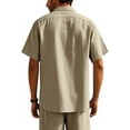 thumbnail image 3 of Hogleaql Tshirts Shirts for Men Casual Button Down Short Sleeve Shirt Beach Vacation Wedding Lightweight Comfy T-Shirts Khaki XL, 3 of 7
