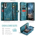 thumbnail image 2 of Funda tipo cartera para Samsung Galaxy S25 Edge, con cremallera, tarjetero, correa para la muñeca, funda protectora trasera magnética desmontable a prueba de golpes para Galaxy S25 Edge., 2 of 9