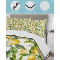 thumbnail image 4 of Lemon Yellow Summer Quilt Set Twin XL Size,Soft Quilted Bedding Set with 2 Pillow Shams,Country Watercolor Floral Leaf Green White Lightweight All Season Bedspread Coverlet for Bedroom 68"x98", 4 of 6