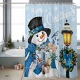 thumbnail image 2 of Light Blue Snowman Bathroom Shower Curtain Christmas Winter Wreath Snowflake Xmas Waterproof Washable Shower Curtains for Bathtub Bath Decor with Grommets and Hook 72 X 72 Inch, 2 of 8