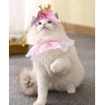 thumbnail image 4 of Princess Cat Costumes for Cats, Cute Lace Dog Bandanas and Cat Crown Accessories for Cats Small Dogs, Pink Outfit for Birthday Party, 4 of 4