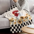 thumbnail image 3 of Sunflowers Rooster Blanket Soft Cozy Warm Throw Blanket for Couch, Plush Fuzzy Flannel Fleece Blankets for Sofa, Farmhouse Vintage Black White Plaid Bed Blankets Lightweight Gifts for Women, 40"x50", 3 of 9