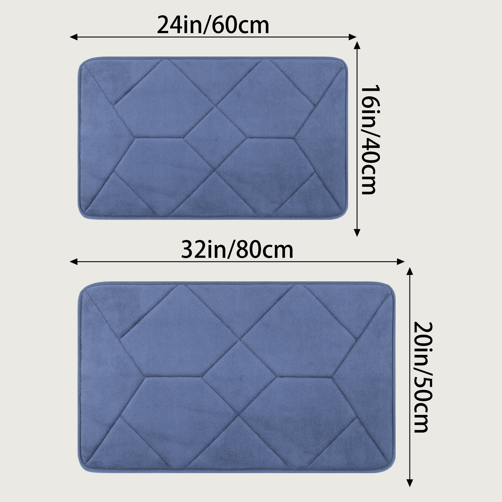 Unique Bargains Memory Foam Quick Dry Washable Non Slip Rugs Blue 16" x 24"