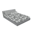 thumbnail image 2 of Ambesonne Floral Fitted Sheet & Pillow Sham Set, Monochrome Leaves Garden, Full, Black White, 2 of 2