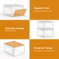thumbnail image 4 of FDDAI 6 Pack Clear Shoe Storage Boxes with Lid, Large Stackable Plastic Shoe Organizer Bins, Hard Transparent Sneaker Display Case with Magnetic Door for Closet Cabinet, 4 of 6