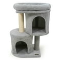 thumbnail image 6 of Resenkose 26-Inch Compact Cat Tower with Large Padded Push Perch and Dual Soft Condos for Cat Relaxation, Light Gray, 6 of 8