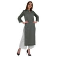 thumbnail image 2 of Bimba Mandarin Collar W/ Pintucked Neck CottonÂ&nbsp;KurtiÂ&nbsp;For Womenâ€™s Indian Ethnic Straight Solid Kurta, 2 of 7
