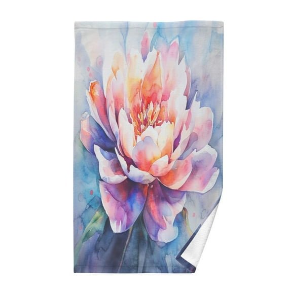Pure Cotton Face Towel 16x28 Inches Hand Towel Bath Towel Hand Bath Towels Soft Good Water Absorption for Washing Face Wiping Face Large Watercolor Flowers