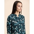 thumbnail image 5 of Moomaya Printed Mandarin Collar Rayon Tops For Women, Elbow Sleeve Casual Tunic Top, 5 of 9
