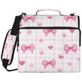 thumbnail image 2 of Zipper Binder with Shoulder Strap 2 inch 3 Ring Waterproof File Folder Organizer Bag 500 Sheet Pink Butterfly Knot and Flowers, 2 of 8